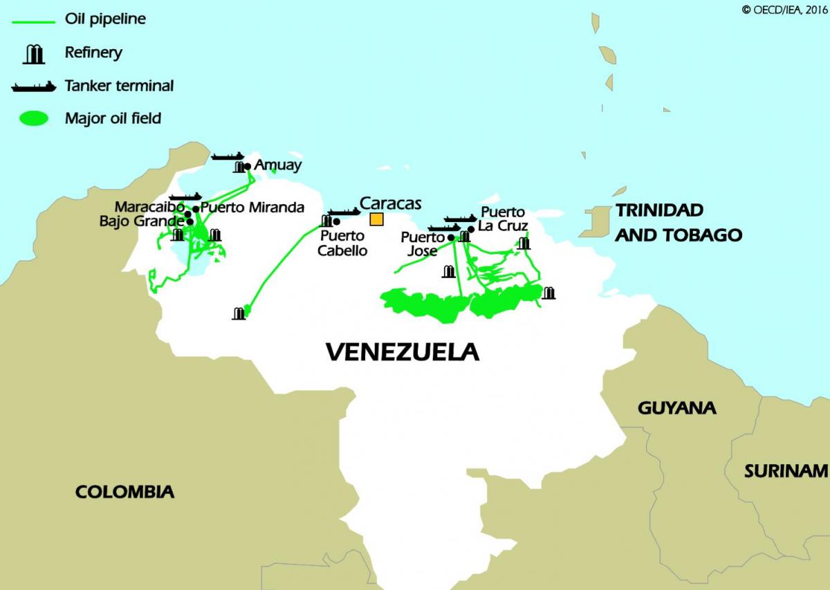 વેનેઝુએલા તેલ અનામત નકશો