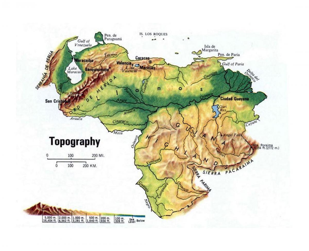 નકશો ભૌગોલિક વેનેઝુએલા