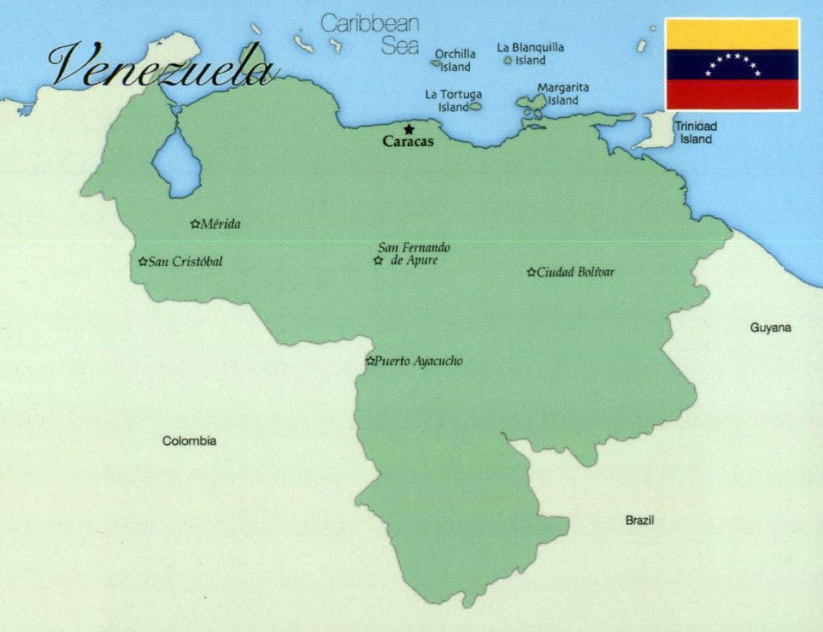 નકશો વેનેઝુએલા સાથે શહેરો