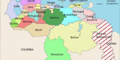 નકશો વેનેઝુએલા સ્ટેટ્સ