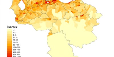 વેનેઝુએલા વસ્તી ગીચતા નકશો